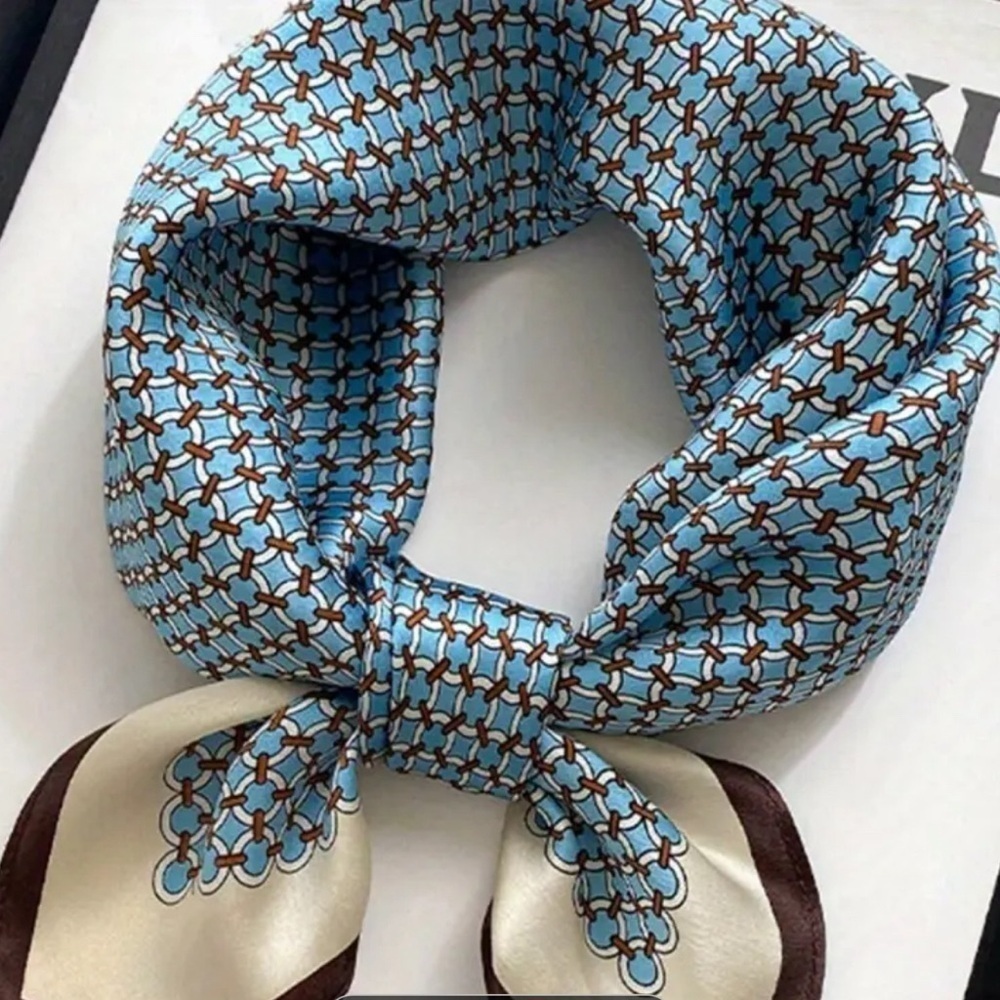 Chic Geometric Blue and Brown Scarf